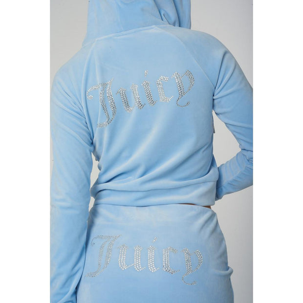 Juicy Couture Classic Velour Hoodie With Juicy  Logo Powder Blue