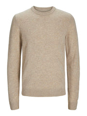 Jack & Jones Lambswool Knit Sweat Shirt Oatmeal Melange