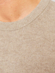 Jack & Jones Lambswool Knit Sweat Shirt Oatmeal Melange