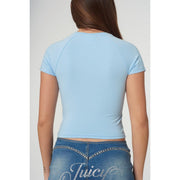 Juicy Couture Shrunken Diamante T-Shirt Powder Blue