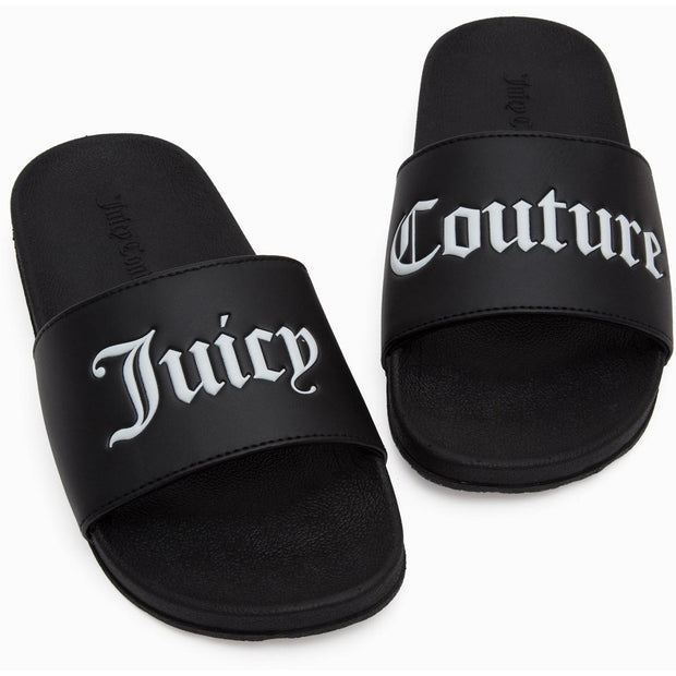 Juicy Couture Collegiate Embossed PU Slider Black