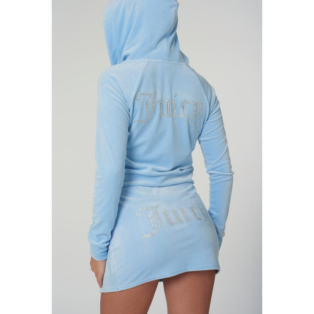 Juicy Couture Classic Velour Hoodie With Juicy  Logo Powder Blue