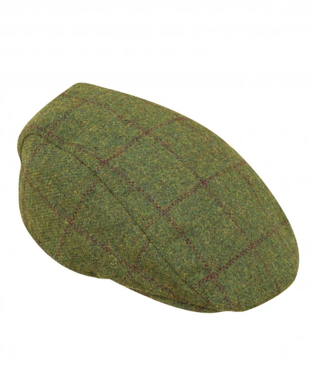 Hoggs of Fife Waterproof Tweed Cap Olive/Wine One Size