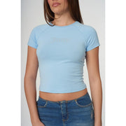 Juicy Couture Shrunken Diamante T-Shirt Powder Blue