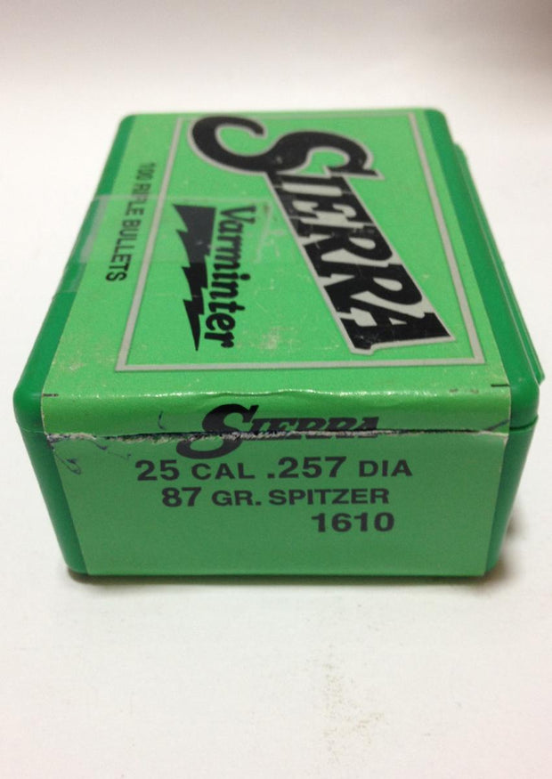 Sierra 25 (1610) 87gr Varminter Spitzer 100pk Bullet Heads