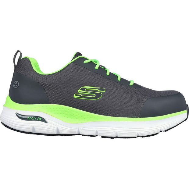 Skechers Workwear Arch Fit Sr Ringstap Safety Trainer Charcoal/Lime