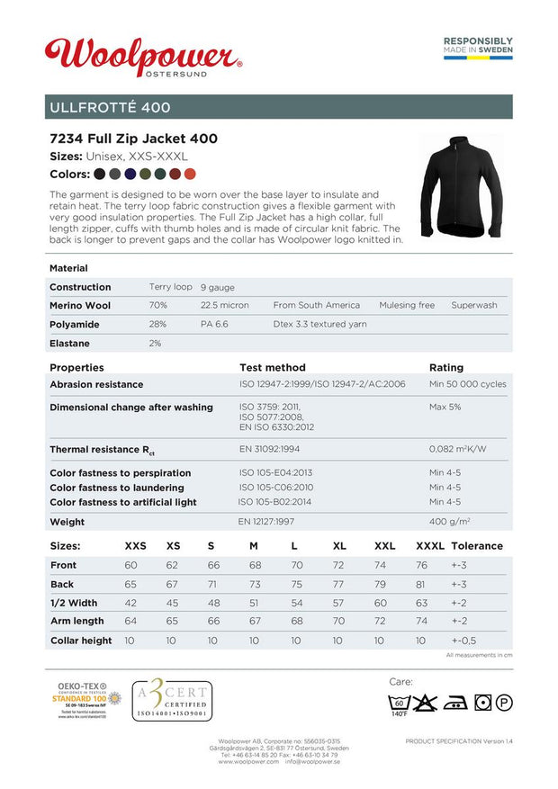 Size guide - Woolpower