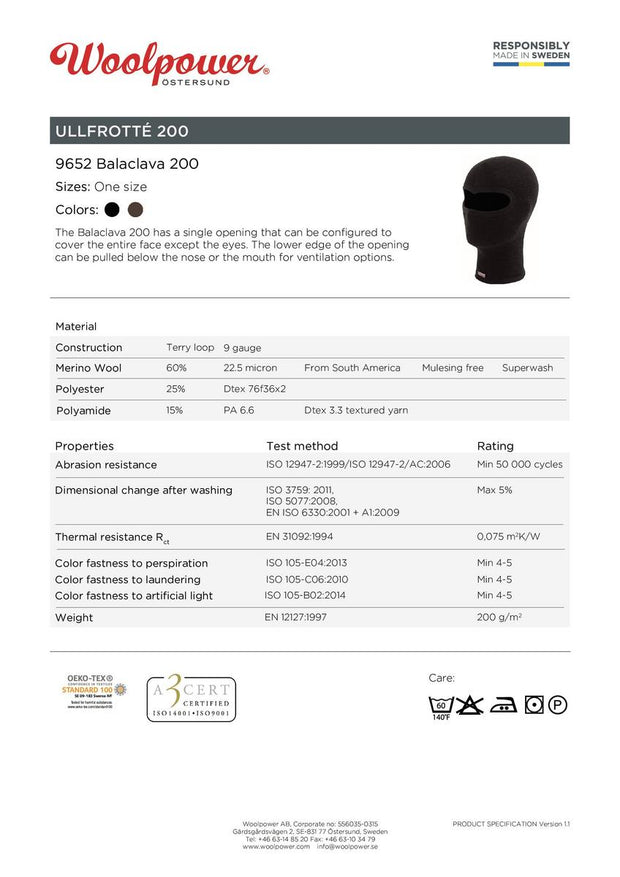 Woolpower Balaclava 200