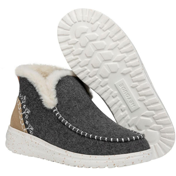 HEYDUDE Denny Wool Faux Shearling Boots Grey