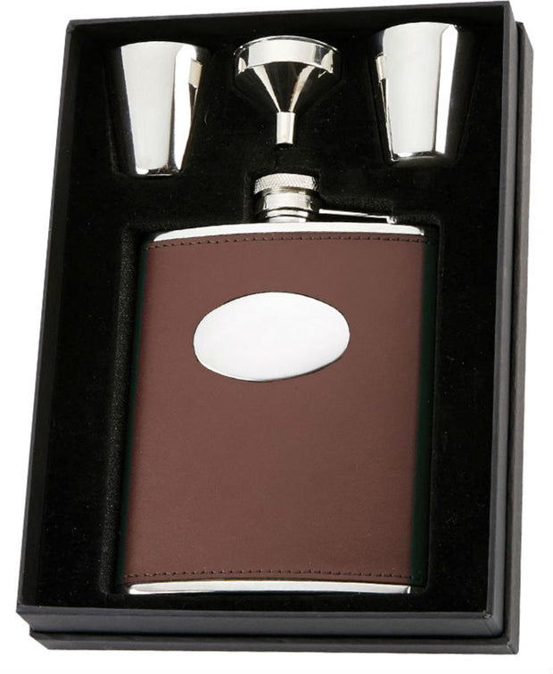 Bisley Brown Leather 6oz Hip Flask