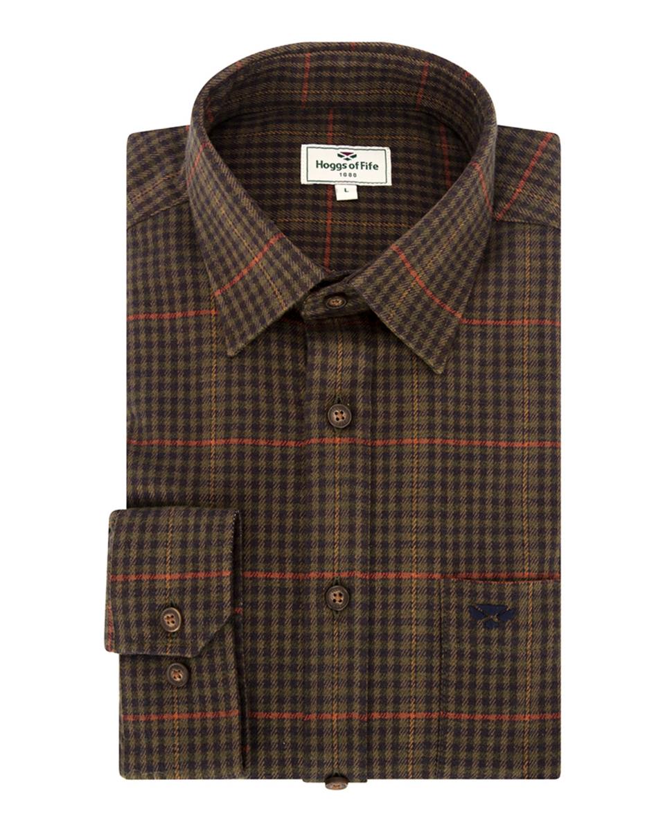 Hoggs of Fife Harris Cotton/Wool Twill Check Shirt Green – BushWear