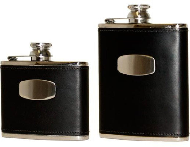 Bisley 6oz Black Leather Flask