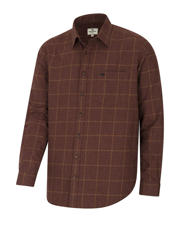 Hoggs of Fife Harris Cotton/Wool Twill Check Shirt Rust