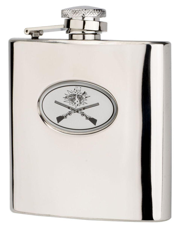 Bisley 6oz Crossed Guns Flask in Presentation Box by Bisley