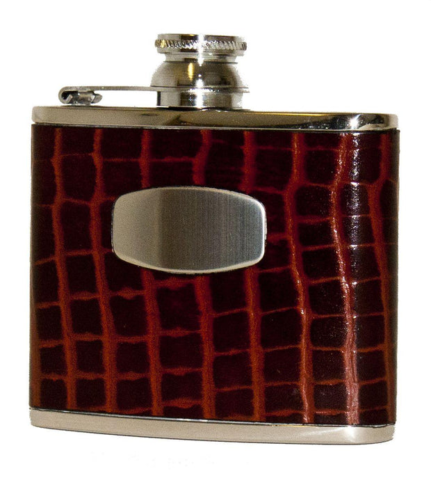 Bisley 4oz Brown Croc Leather Flask