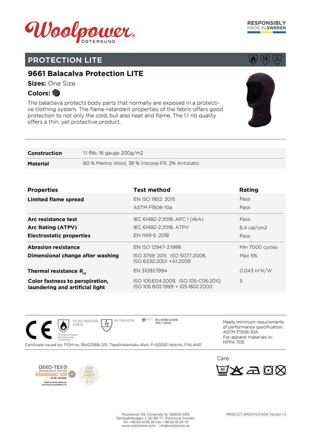 Woolpower Balaclava Protection LITE